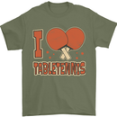 I Love Table Tennis Mens T-Shirt 100% Cotton Military Green