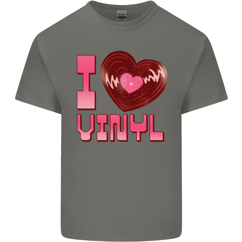 I Love Vinyl Record Player Decks Turntable Kids T-Shirt Childrens Charcoal
