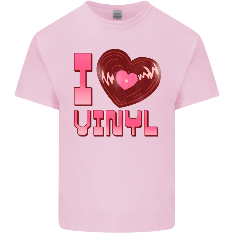I Love Vinyl Record Player Decks Turntable Kids T-Shirt Childrens Light Pink
