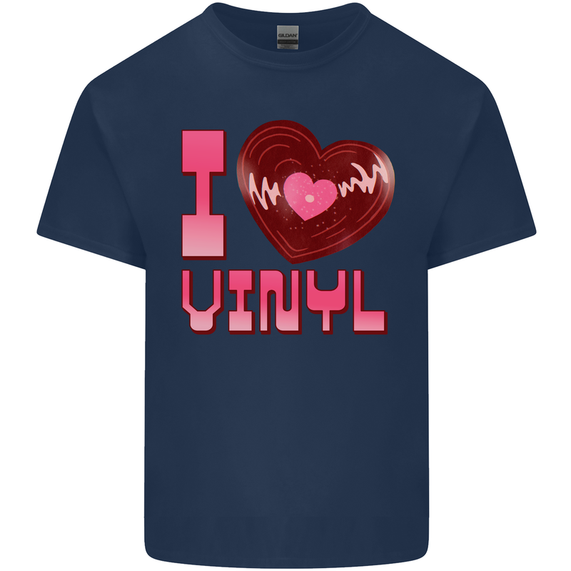 I Love Vinyl Record Player Decks Turntable Kids T-Shirt Childrens Navy Blue