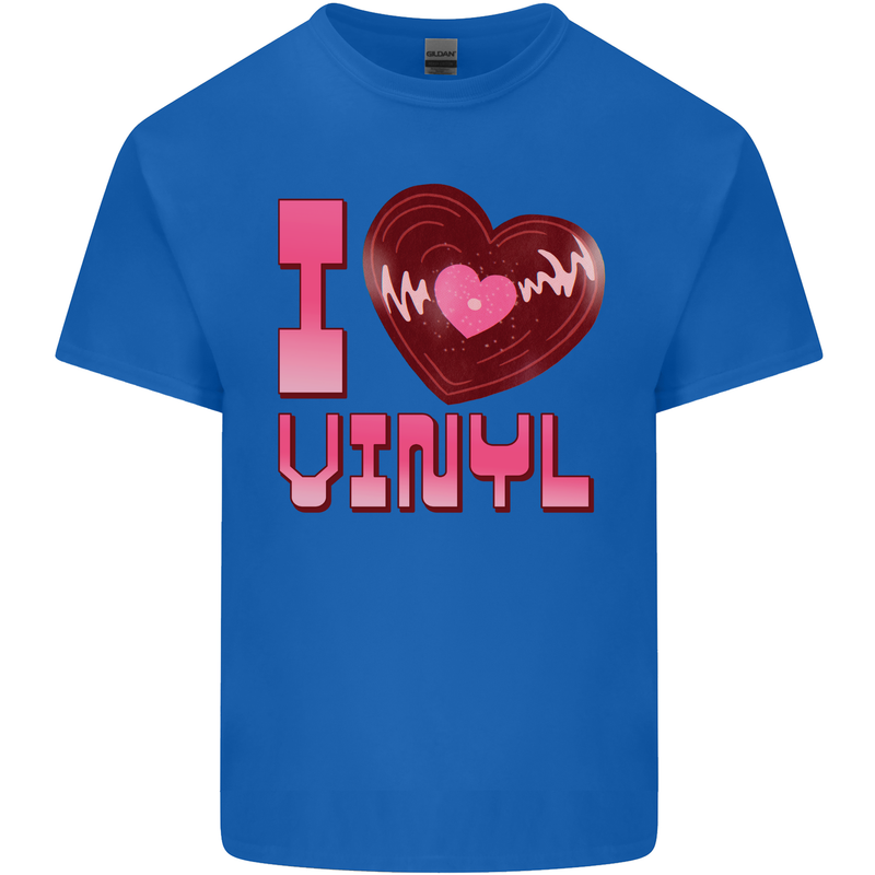 I Love Vinyl Record Player Decks Turntable Kids T-Shirt Childrens Royal Blue