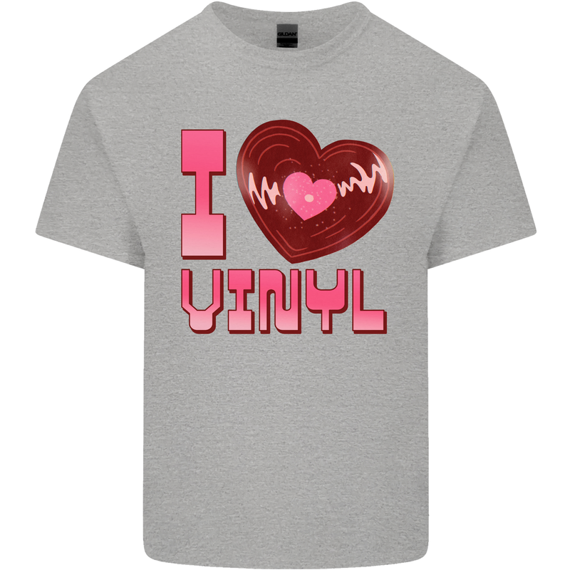 I Love Vinyl Record Player Decks Turntable Kids T-Shirt Childrens Sports Grey