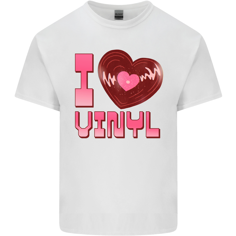 I Love Vinyl Record Player Decks Turntable Kids T-Shirt Childrens White
