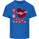 I Love Vinyl Record Player Decks Turntable Mens Cotton T-Shirt Tee Top Royal Blue