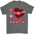 I Love Vinyl Record Player Decks Turntable Mens T-Shirt 100% Cotton Charcoal