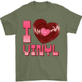 I Love Vinyl Record Player Decks Turntable Mens T-Shirt 100% Cotton Military Green
