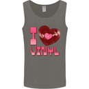 I Love Vinyl Record Player Decks Turntable Mens Vest Tank Top Charcoal