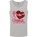 I Love Vinyl Record Player Decks Turntable Mens Vest Tank Top Sports Grey