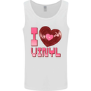 I Love Vinyl Record Player Decks Turntable Mens Vest Tank Top White