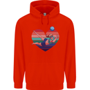 I Love Volleyball Heart Mens 80% Cotton Hoodie Bright Red