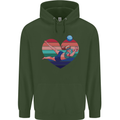 I Love Volleyball Heart Mens 80% Cotton Hoodie Forest Green