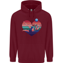 I Love Volleyball Heart Mens 80% Cotton Hoodie Maroon