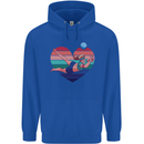 I Love Volleyball Heart Mens 80% Cotton Hoodie Royal Blue