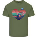I Love Volleyball Heart Mens Cotton T-Shirt Tee Top Military Green