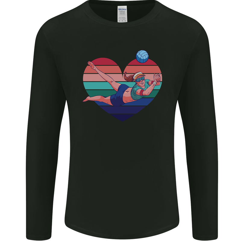 I Love Volleyball Heart Mens Long Sleeve T-Shirt Black