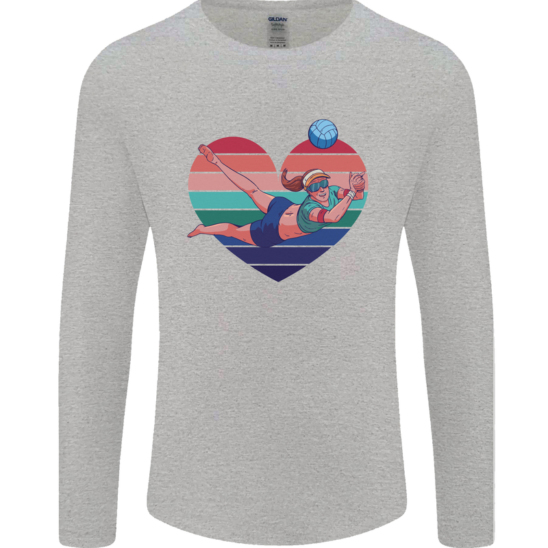 I Love Volleyball Heart Mens Long Sleeve T-Shirt Sports Grey
