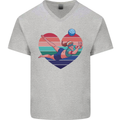 I Love Volleyball Heart Mens V-Neck Cotton T-Shirt Sports Grey