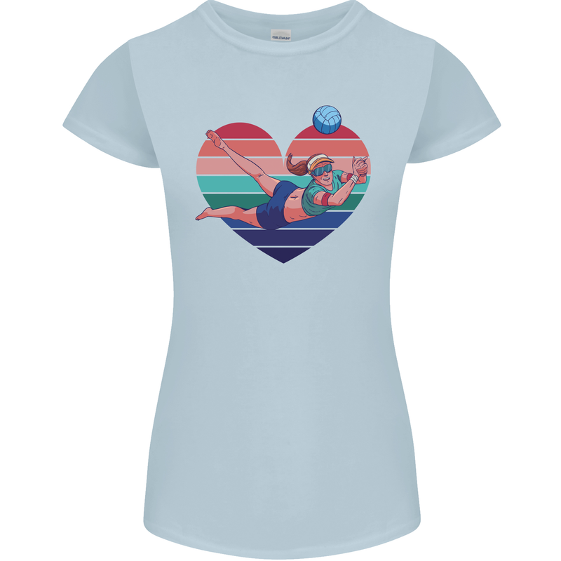 I Love Volleyball Heart Womens Petite Cut T-Shirt Light Blue
