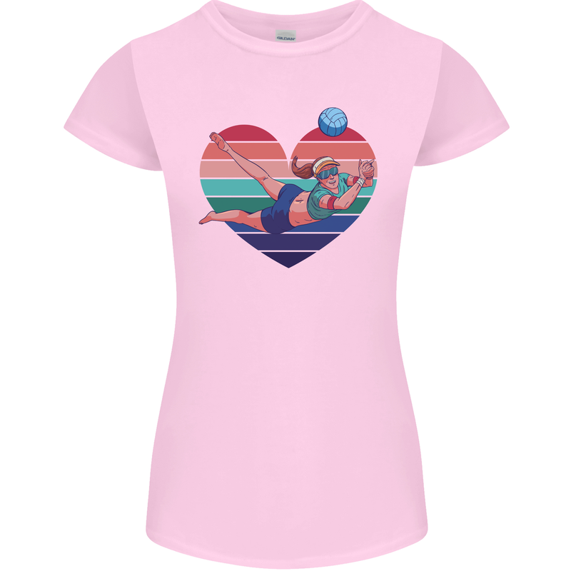 I Love Volleyball Heart Womens Petite Cut T-Shirt Light Pink