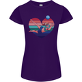 I Love Volleyball Heart Womens Petite Cut T-Shirt Purple