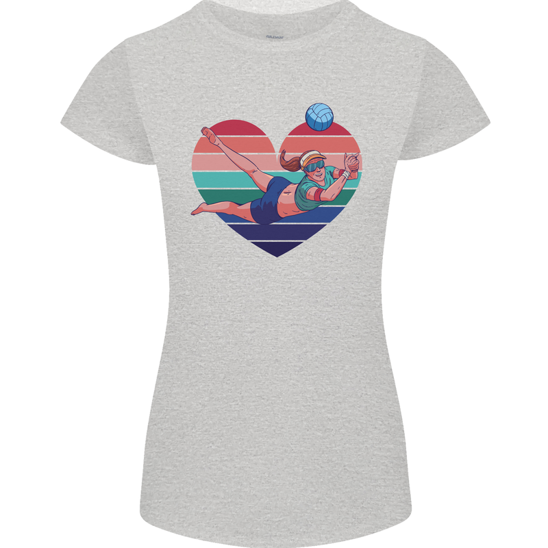 I Love Volleyball Heart Womens Petite Cut T-Shirt Sports Grey