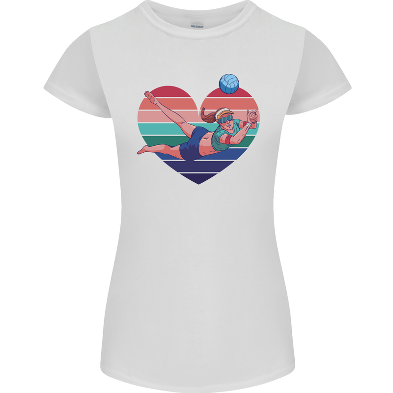 I Love Volleyball Heart Womens Petite Cut T-Shirt White