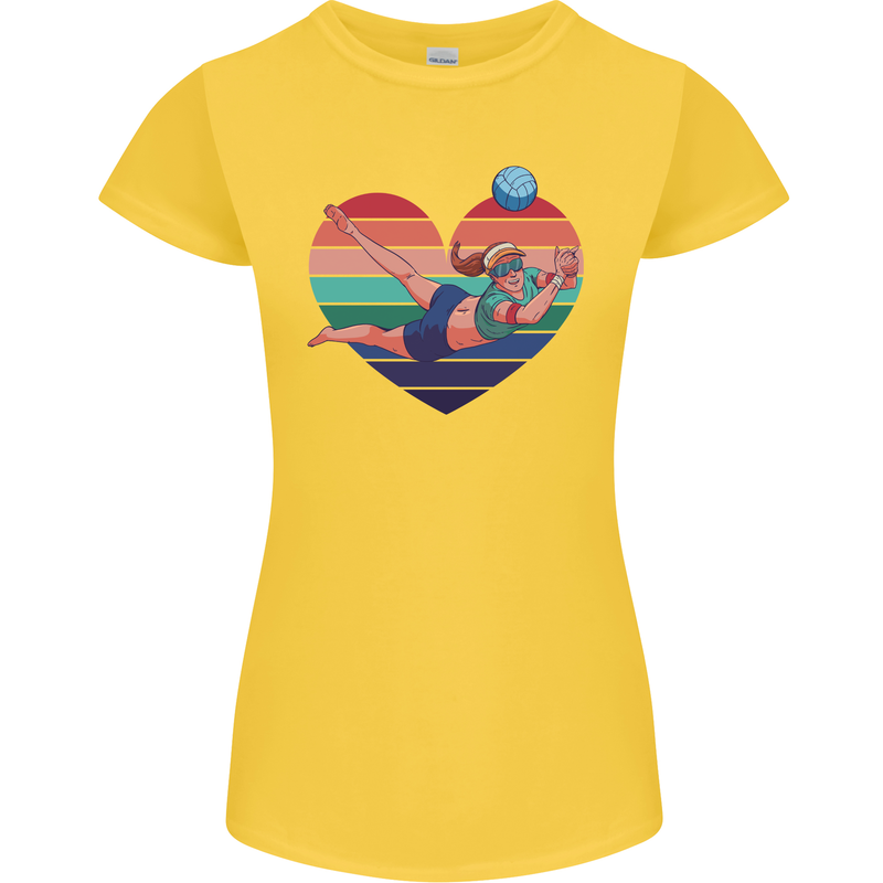 I Love Volleyball Heart Womens Petite Cut T-Shirt Yellow