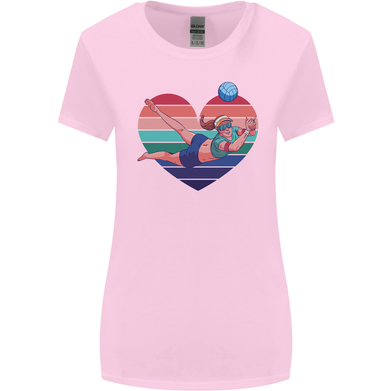 I Love Volleyball Heart Womens Wider Cut T-Shirt Light Pink