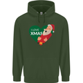 I Love Xmas Santa Claus Christmas Childrens Kids Hoodie Forest Green