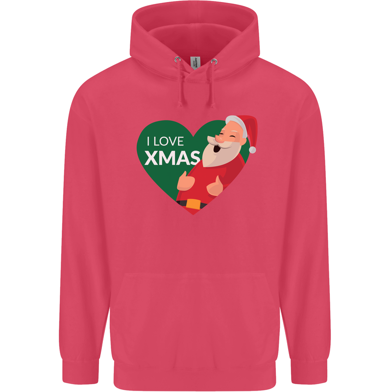 I Love Xmas Santa Claus Christmas Childrens Kids Hoodie Heliconia