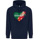 I Love Xmas Santa Claus Christmas Childrens Kids Hoodie Navy Blue