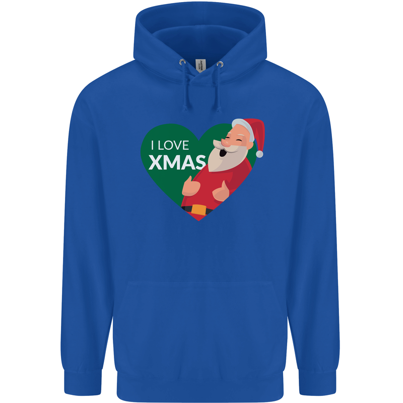I Love Xmas Santa Claus Christmas Childrens Kids Hoodie Royal Blue