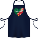 I Love Xmas Santa Claus Christmas Cotton Apron 100% Organic Navy Blue
