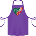 I Love Xmas Santa Claus Christmas Cotton Apron 100% Organic Purple