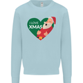 I Love Xmas Santa Claus Christmas Kids Sweatshirt Jumper Light Blue