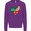 I Love Xmas Santa Claus Christmas Kids Sweatshirt Jumper Purple