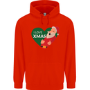 I Love Xmas Santa Claus Christmas Mens 80% Cotton Hoodie Bright Red