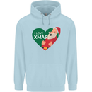 I Love Xmas Santa Claus Christmas Mens 80% Cotton Hoodie Light Blue