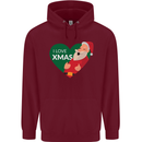 I Love Xmas Santa Claus Christmas Mens 80% Cotton Hoodie Maroon