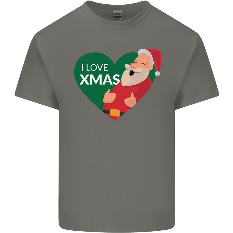 I Love Xmas Santa Claus Christmas Mens Cotton T-Shirt Tee Top Charcoal