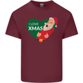 I Love Xmas Santa Claus Christmas Mens Cotton T-Shirt Tee Top Maroon