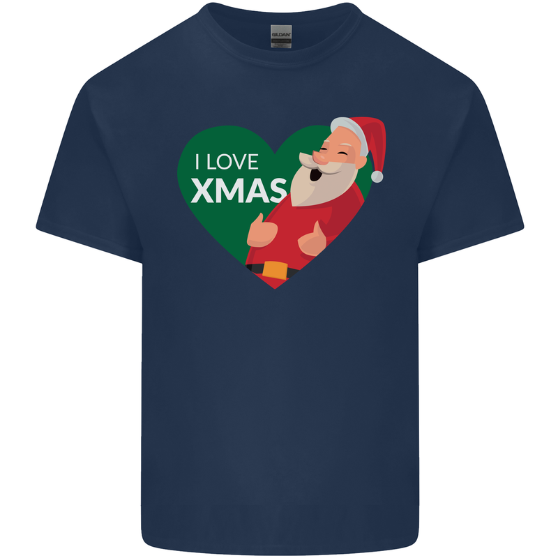 I Love Xmas Santa Claus Christmas Mens Cotton T-Shirt Tee Top Navy Blue