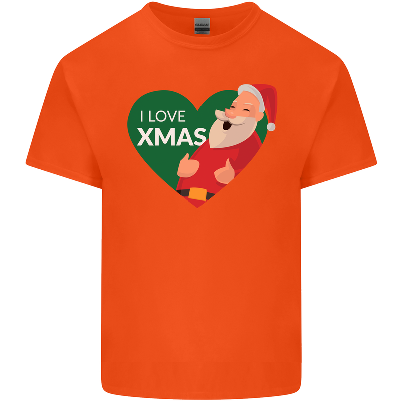I Love Xmas Santa Claus Christmas Mens Cotton T-Shirt Tee Top Orange
