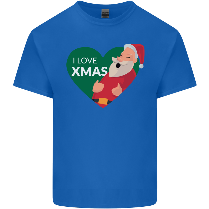 I Love Xmas Santa Claus Christmas Mens Cotton T-Shirt Tee Top Royal Blue