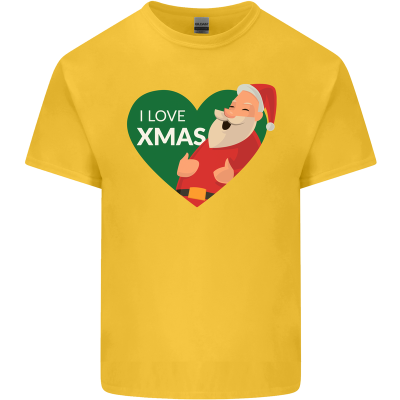 I Love Xmas Santa Claus Christmas Mens Cotton T-Shirt Tee Top Yellow