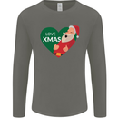 I Love Xmas Santa Claus Christmas Mens Long Sleeve T-Shirt Charcoal
