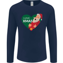 I Love Xmas Santa Claus Christmas Mens Long Sleeve T-Shirt Navy Blue