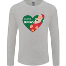 I Love Xmas Santa Claus Christmas Mens Long Sleeve T-Shirt Sports Grey