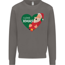 I Love Xmas Santa Claus Christmas Mens Sweatshirt Jumper Charcoal