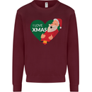 I Love Xmas Santa Claus Christmas Mens Sweatshirt Jumper Maroon